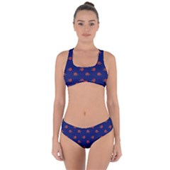 Red Rose Blue Criss Cross Bikini Set