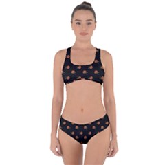 Peach Rose Black Criss Cross Bikini Set