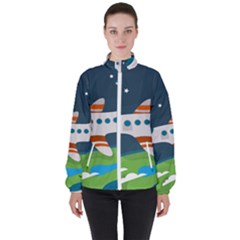 Plane Aircraft Flight Women s High Neck Windbreaker by Simbadda