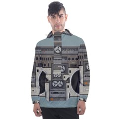 Radio Cassette Speaker Sound Audio Men s Front Pocket Pullover Windbreaker by Simbadda