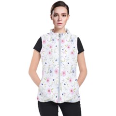 Floral Pattern Background Women s Puffer Vest by Simbadda