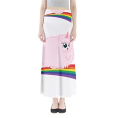 Pink Fluffy Unicorns Dancing On Rainbows Drawing Full Length Maxi Skirt