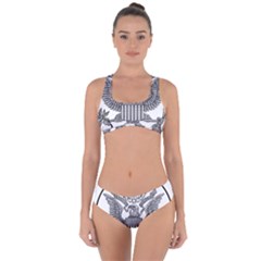 Black & White Great Seal Of The United States - Obverse  Criss Cross Bikini Set by abbeyz71