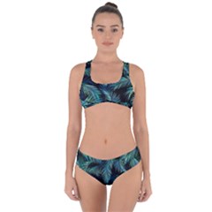 Palms Pattern Design Criss Cross Bikini Set by Sudhe
