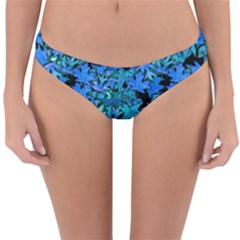 Fall Leaves Blue Reversible Hipster Bikini Bottoms by bloomingvinedesign