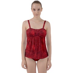 Bright Red Dream Twist Front Tankini Set