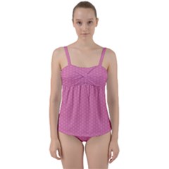 Polka Dotted Pinks Twist Front Tankini Set by retrotoomoderndesigns
