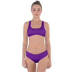 Purple Star Lattice Criss Cross Bikini Set