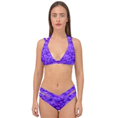 Shades Of Purple Triangles Double Strap Halter Bikini Set
