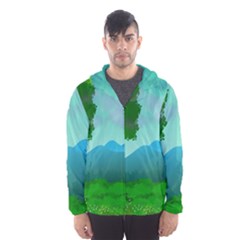 Landscape Illustration Nature Tree Men s Hooded Windbreaker by Simbadda