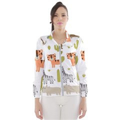 Cute Safari Animals Seamless Pattern Women s Windbreaker