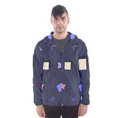 Memphis Pattern With Geometric Shapes Men s Hooded Windbreaker