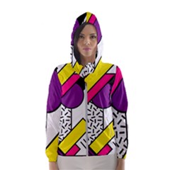 Memphis Colorful Background With Stroke Women s Hooded Windbreaker