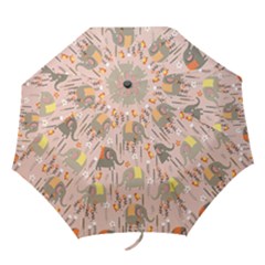 Cute Elephant Wild Flower Field Seamless Pattern Folding Umbrellas