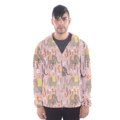 Cute Elephant Wild Flower Field Seamless Pattern Men s Hooded Windbreaker by Vaneshart