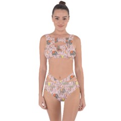 Cute Elephant Wild Flower Field Seamless Pattern Bandaged Up Bikini Set  by Vaneshart