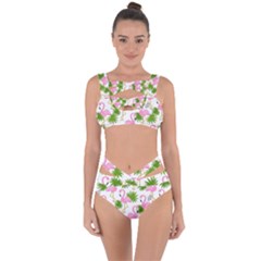 Seamless Pattern With Cute Flamingos Bandaged Up Bikini Set  by Vaneshart