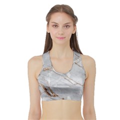 Gray Light Marble Stone Texture Background Sports Bra With Border by Vaneshart