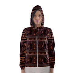 Colorful Bright Ethnic Seamless Striped Pattern Background Orange Black Colors Women s Hooded Windbreaker