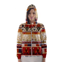 Seamless Ethnic Pattern Women s Hooded Windbreaker