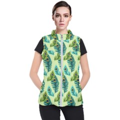 Peacock Feather Pattern Women s Puffer Vest by Vaneshart