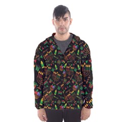 Seamless Pattern Kwanzaa With Traditional Colored Candles Men s Hooded Windbreaker