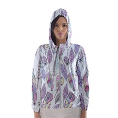 Vector Illustration Seamless Multicolored Pattern Feathers Birds Women s Hooded Windbreaker