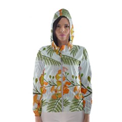 Peacock Flower Seamless Pattern Women s Hooded Windbreaker