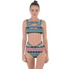 African Seamless Pattern Abstract Background Hand Drawn Bandaged Up Bikini Set 