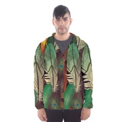 Feathers Realistic Pattern Men s Hooded Windbreaker