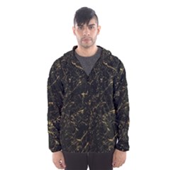 Black Marbled Surface Men s Hooded Windbreaker