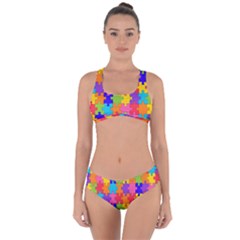 Rainbow Jigsaw Puzzle Criss Cross Bikini Set