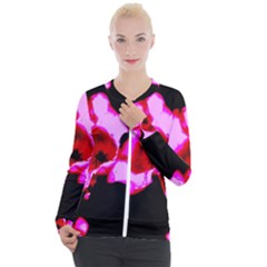 Pink And Red Tulip Casual Zip Up Jacket by okhismakingart