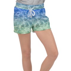 Water Blue Transparent Crystal Women s Velour Lounge Shorts