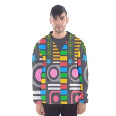 Pattern Geometric Abstract Colorful Arrows Lines Circles Triangles Men s Hooded Windbreaker