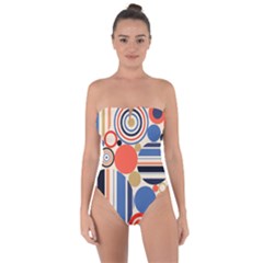 Geometric Abstract Pattern Colorful Flat Circles Decoration Tie Back One Piece Swimsuit