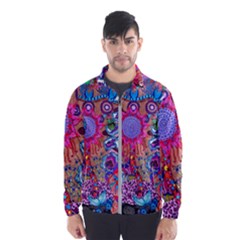 Red Flower Abstract  Men s Windbreaker by okhismakingart