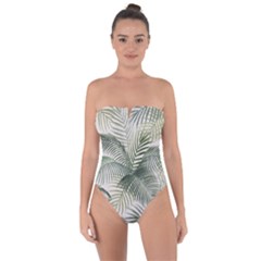 Vector Palm Leaves Pattern  Illustration Tie Back One Piece Swimsuit by Vaneshart