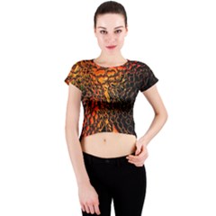 Digital Paper With Abstract Patterns Crew Neck Crop Top