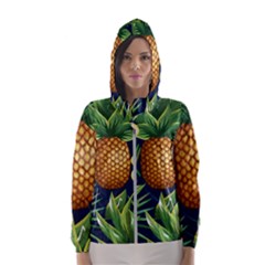 Tropical Pattern Pineapple Flowers Floral Fon Tropik Ananas Women s Hooded Windbreaker