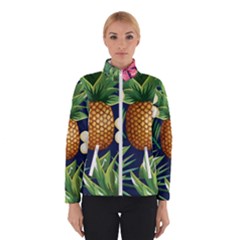 Tropical Pattern Pineapple Flowers Floral Fon Tropik Ananas Winter Jacket