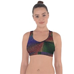 Abstract Colorful Pieces Mosaics Cross String Back Sports Bra by Vaneshart