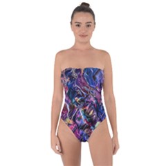 Multicolored Abstract Painting Tie Back One Piece Swimsuit