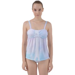 Pastel Eiffel s Tower, Paris Twist Front Tankini Set by Lullaby