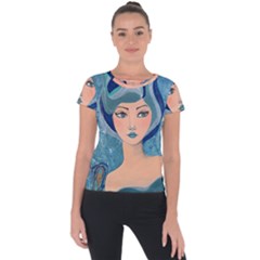 Blue Girl Short Sleeve Sports Top  by CKArtCreations