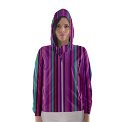 Stripes Wallpaper Texture Women s Hooded Windbreaker by Simbadda