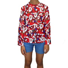 Nicholas Santa Christmas Pattern Kids  Long Sleeve Swimwear by Simbadda