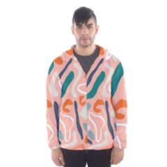 Organic Forms And Lines Seamless Pattern Men s Hooded Windbreaker