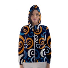 Colorful Curves Pattern Women s Hooded Windbreaker