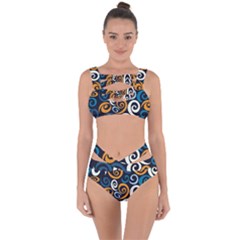 Colorful Curves Pattern Bandaged Up Bikini Set 